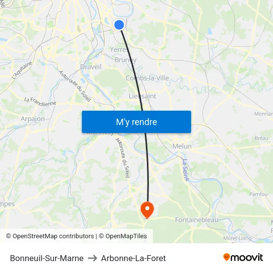 Bonneuil-Sur-Marne to Arbonne-La-Foret map