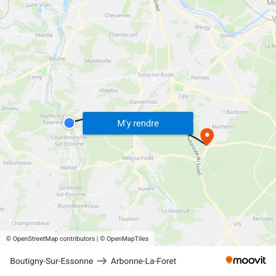 Boutigny-Sur-Essonne to Arbonne-La-Foret map