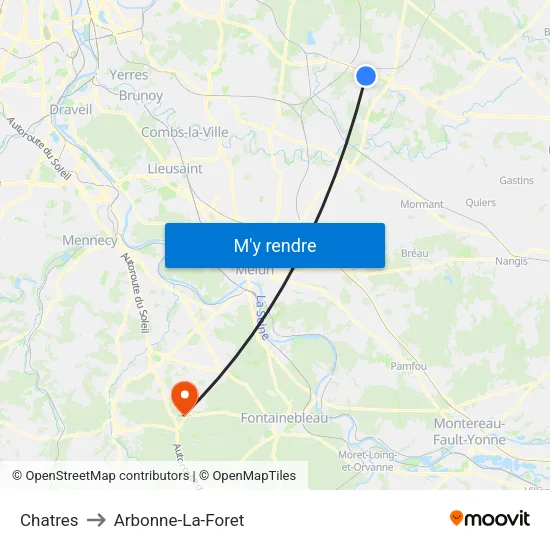 Chatres to Arbonne-La-Foret map