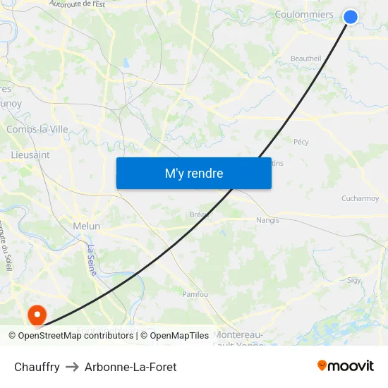 Chauffry to Arbonne-La-Foret map