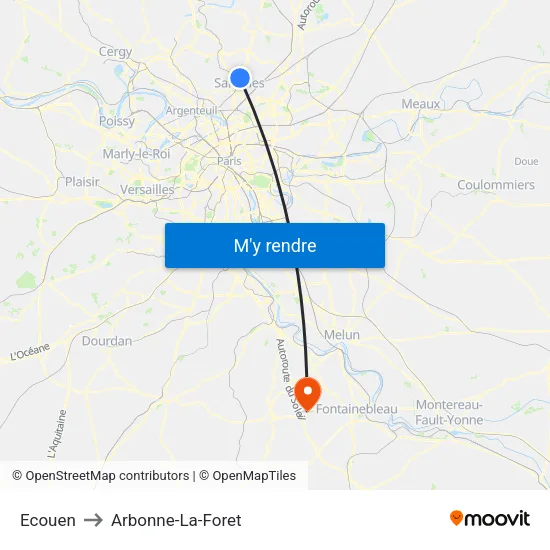 Ecouen to Arbonne-La-Foret map