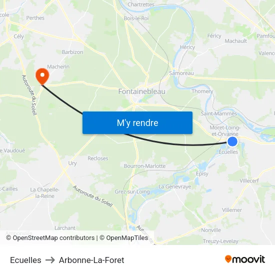 Ecuelles to Arbonne-La-Foret map
