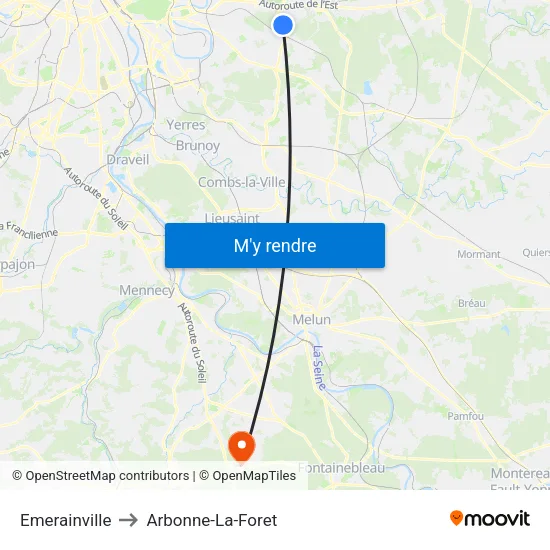 Emerainville to Arbonne-La-Foret map