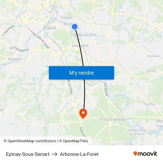 Epinay-Sous-Senart to Arbonne-La-Foret map