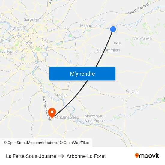 La Ferte-Sous-Jouarre to Arbonne-La-Foret map