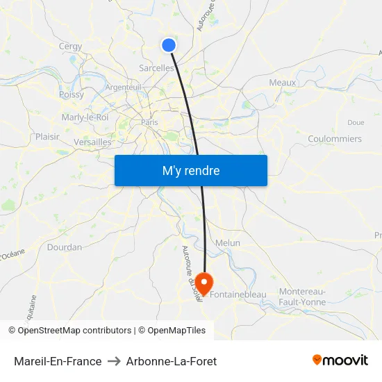 Mareil-En-France to Arbonne-La-Foret map
