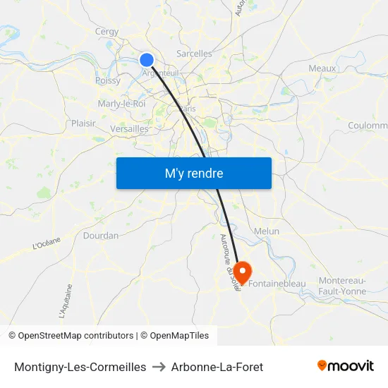 Montigny-Les-Cormeilles to Arbonne-La-Foret map