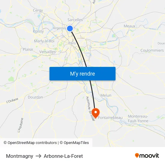 Montmagny to Arbonne-La-Foret map