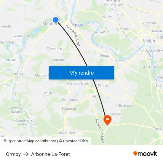 Ormoy to Arbonne-La-Foret map