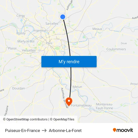 Puiseux-En-France to Arbonne-La-Foret map