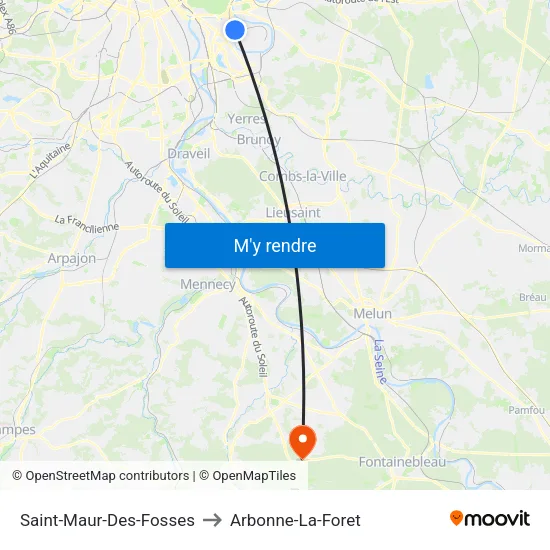 Saint-Maur-Des-Fosses to Arbonne-La-Foret map