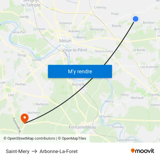 Saint-Mery to Arbonne-La-Foret map