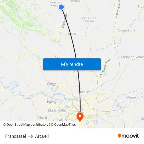Francastel to Arcueil map