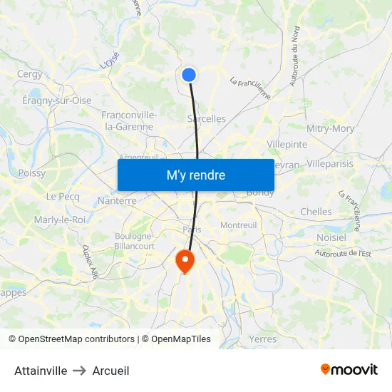 Attainville to Arcueil map