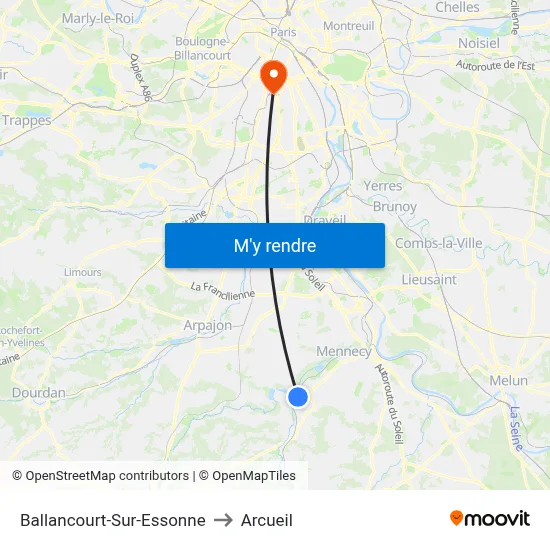 Ballancourt-Sur-Essonne to Arcueil map