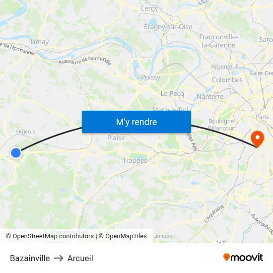 Bazainville to Arcueil map