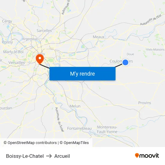 Boissy-Le-Chatel to Arcueil map