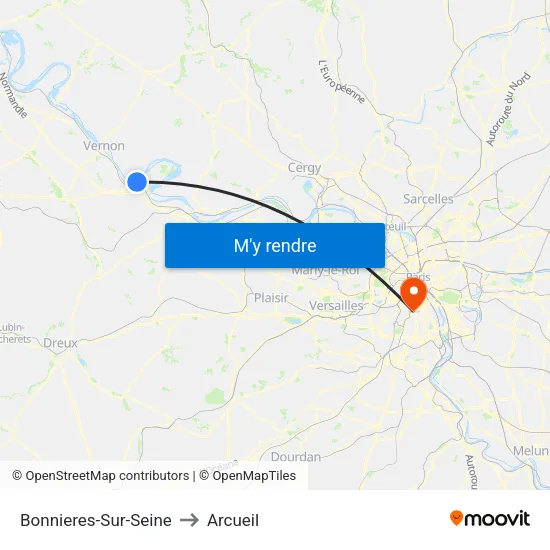 Bonnieres-Sur-Seine to Arcueil map