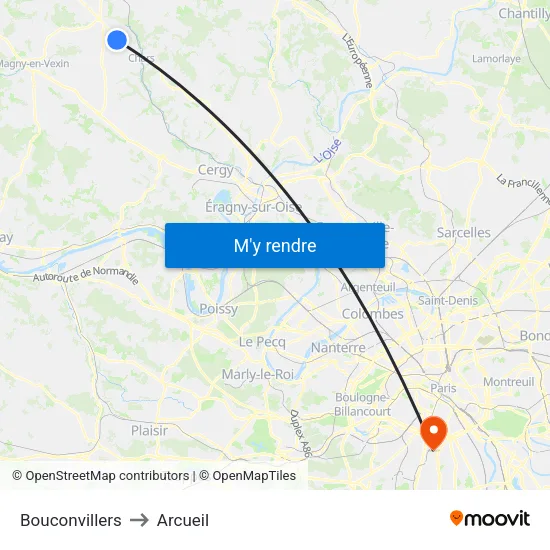 Bouconvillers to Arcueil map