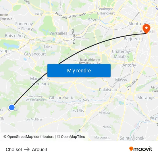 Choisel to Arcueil map