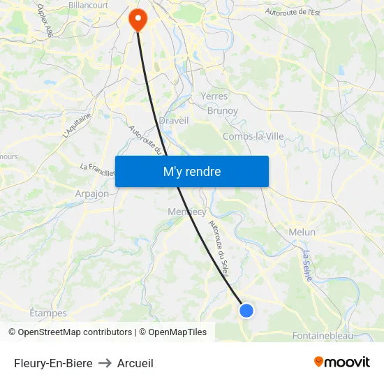 Fleury-En-Biere to Arcueil map