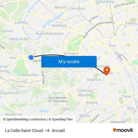 La Celle-Saint-Cloud to Arcueil map