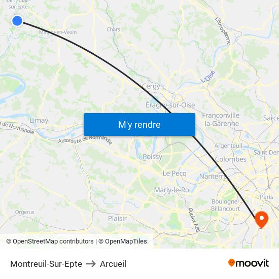 Montreuil-Sur-Epte to Arcueil map