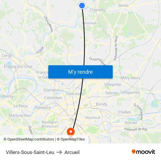 Villers-Sous-Saint-Leu to Arcueil map