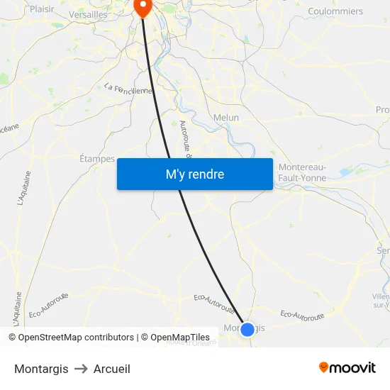 Montargis to Arcueil map