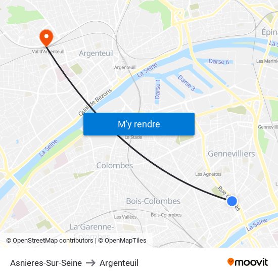 Asnieres-Sur-Seine to Argenteuil map