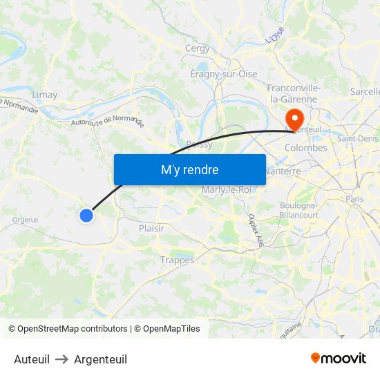 Auteuil to Argenteuil map
