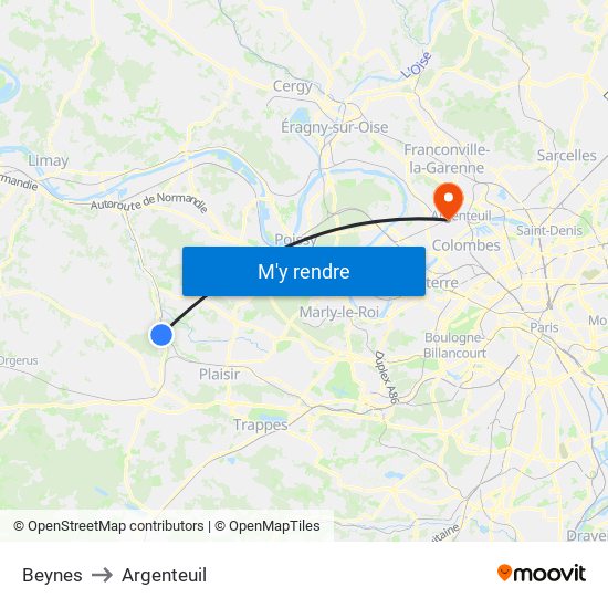 Beynes to Argenteuil map