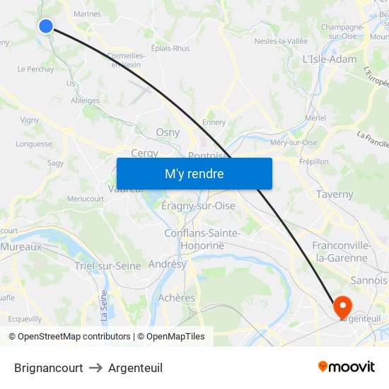 Brignancourt to Argenteuil map