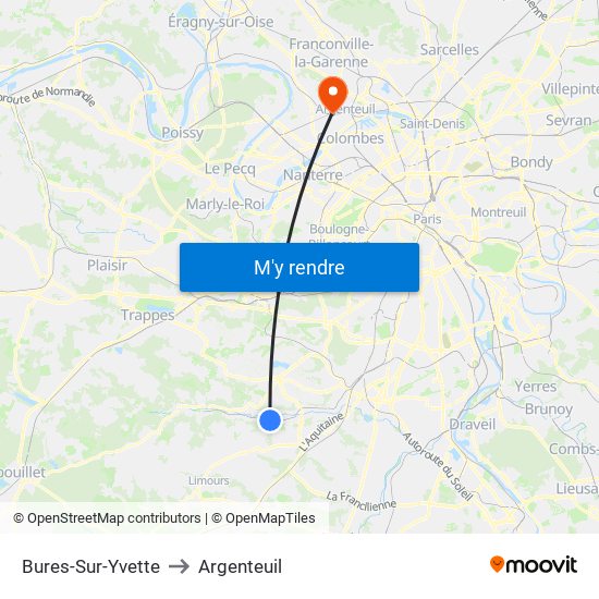 Bures-Sur-Yvette to Argenteuil map