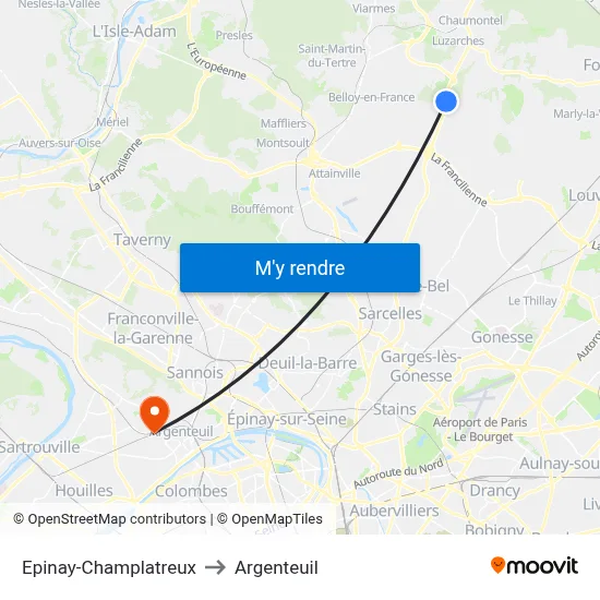 Epinay-Champlatreux to Argenteuil map
