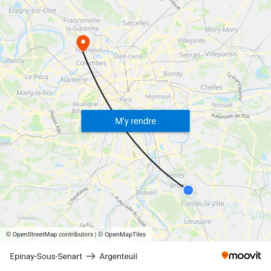 Epinay-Sous-Senart to Argenteuil map