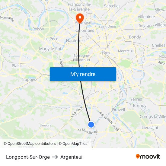Longpont-Sur-Orge to Argenteuil map