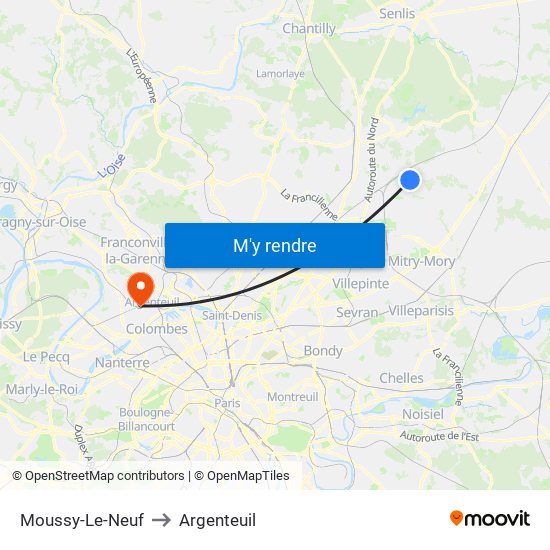 Moussy-Le-Neuf to Argenteuil map