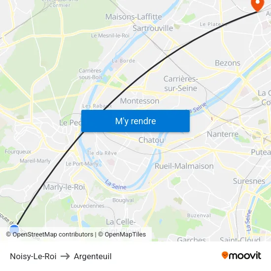Noisy-Le-Roi to Argenteuil map