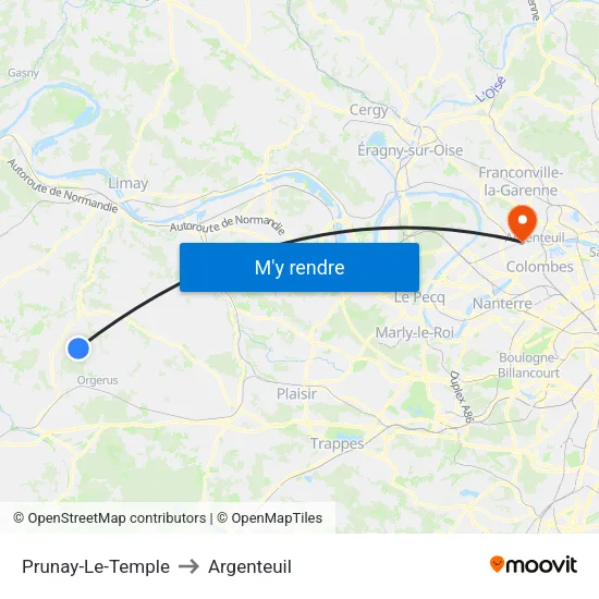 Prunay-Le-Temple to Argenteuil map