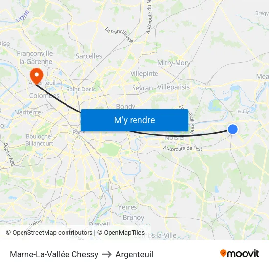 Marne-La-Vallée Chessy to Argenteuil map