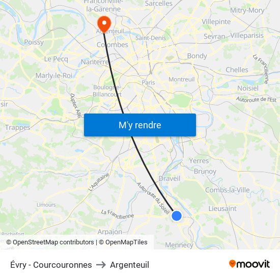 Évry - Courcouronnes to Argenteuil map