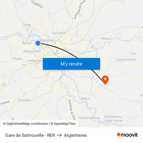 Gare de Sartrouville - RER to Argentieres map