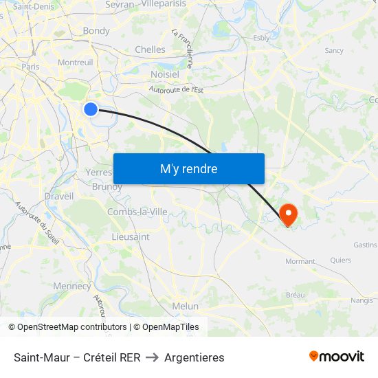 Saint-Maur – Créteil RER to Argentieres map