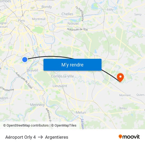Aéroport Orly 4 to Argentieres map