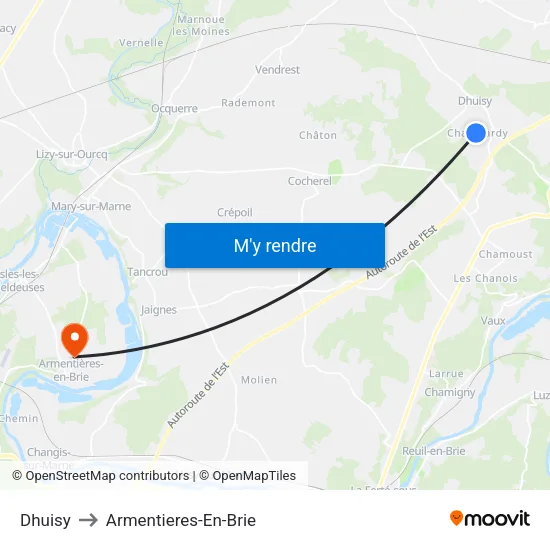 Dhuisy to Armentieres-En-Brie map