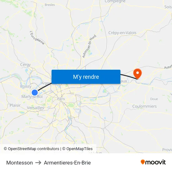 Montesson to Armentieres-En-Brie map
