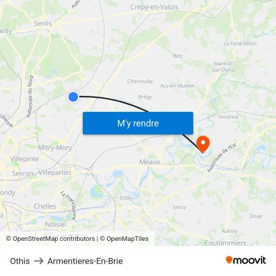 Othis to Armentieres-En-Brie map