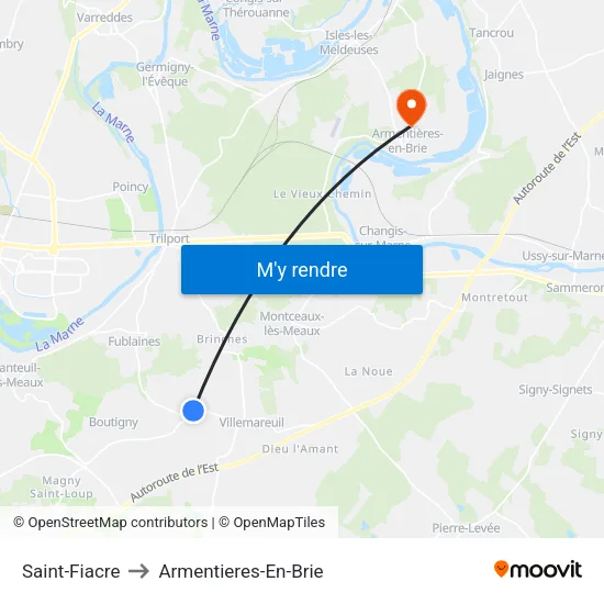 Saint-Fiacre to Armentieres-En-Brie map