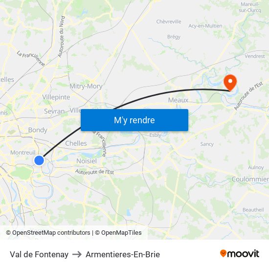 Val de Fontenay to Armentieres-En-Brie map